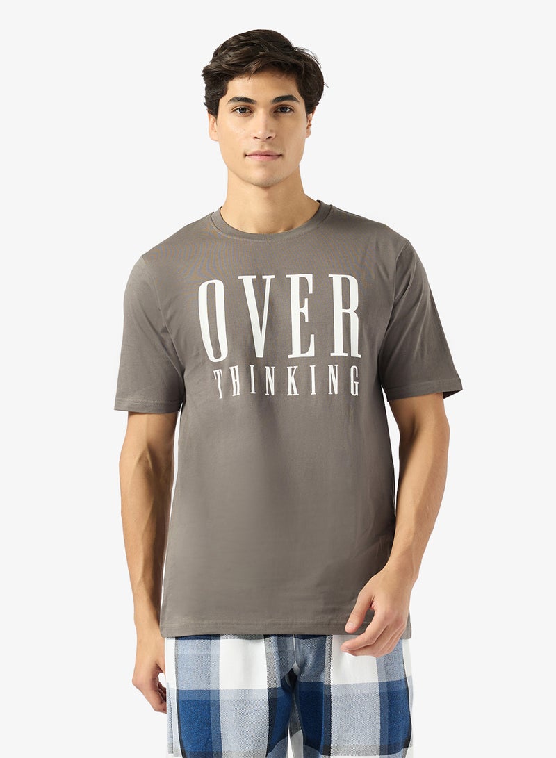 Seventy Five Printed Short Sleeve T-Shirt And Checked Pyjamas Set - Image 3